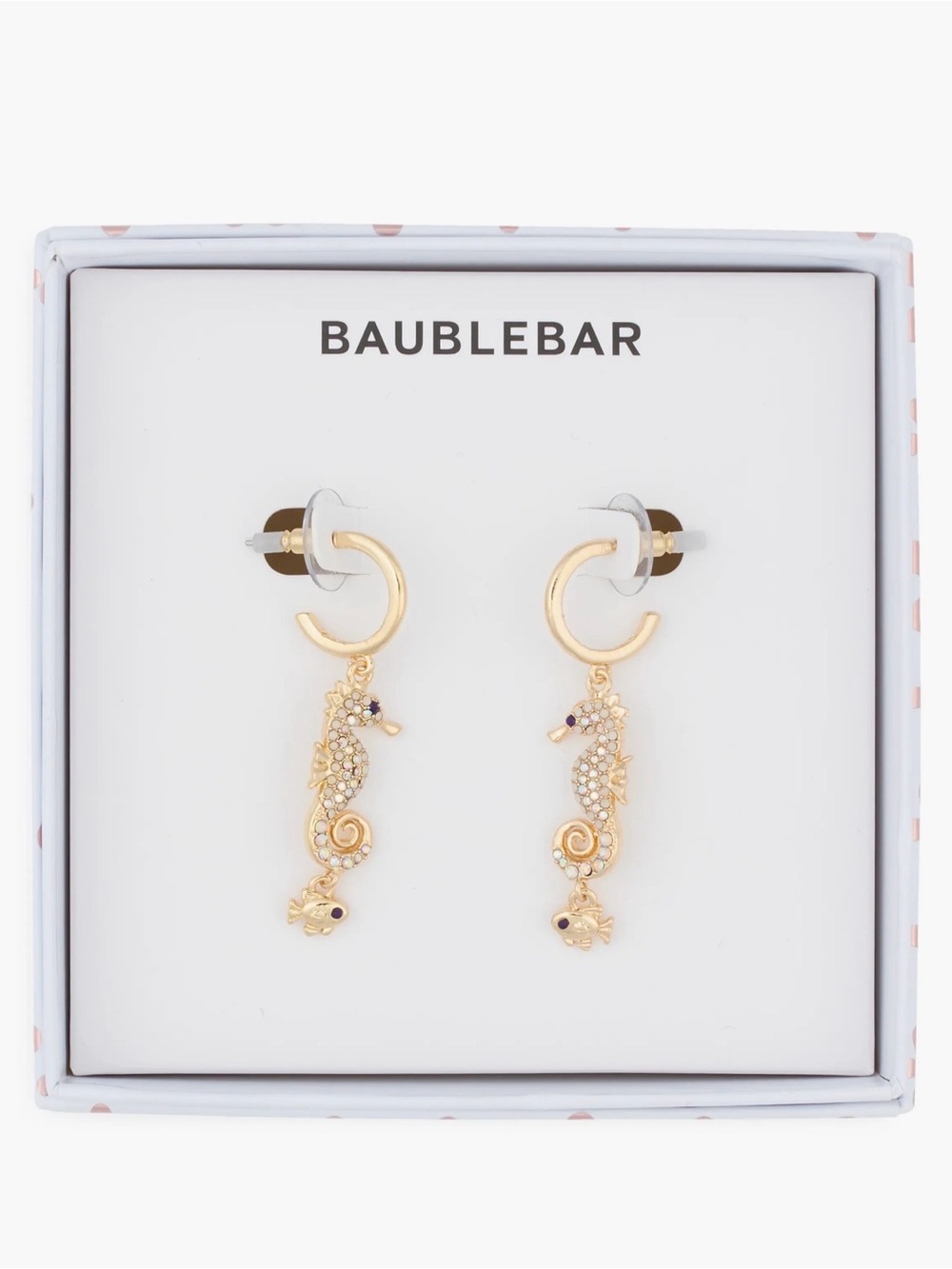Brand New Baublebar Hold Your Seahorses Drop Huggie Hoop Earrings